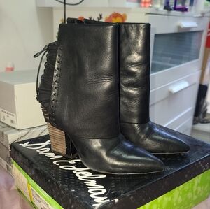 Sam Edelma  Martina Black Leather Booties Size 8